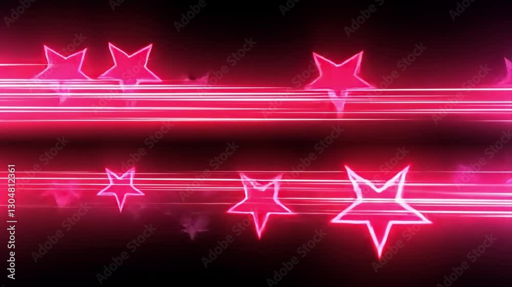 Dynamic Pink Starscape: A vibrant abstract art design featuring glowing stars and light streaks across a dark background. Ideal for wallpapers, presentations or any creative project.