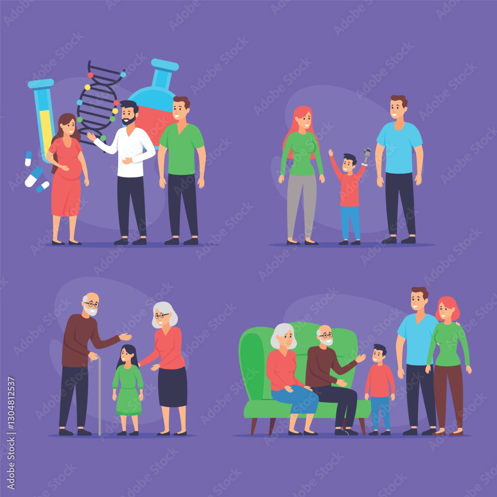 Family members engaged in various activities, celebrating connections across generations, creating lasting memories. Bond and shared experiences concept