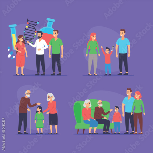 Obraz na płótnie Family members engaged in various activities, celebrating connections across generations, creating lasting memories. Bond and shared experiences concept w salonie