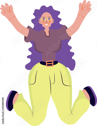 A vector illustration of a girl in an unusual pose, perfect for unconventional creative projects. This stylish and versatile artwork can be used for poster designs, prints, covers, advertisements, soc