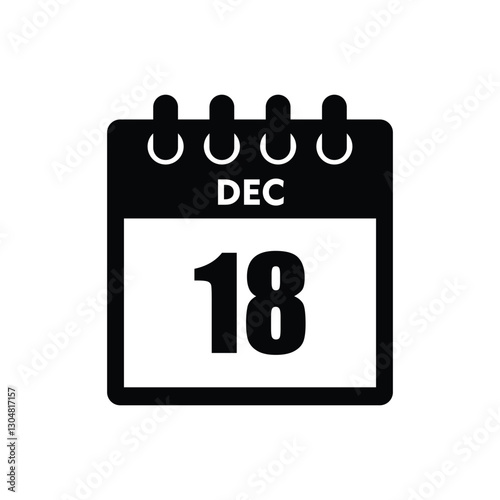 calender icon, 18 december icon with white background