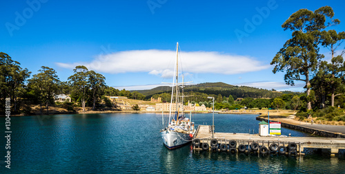Port Arthur Jetty and sailing boat.
