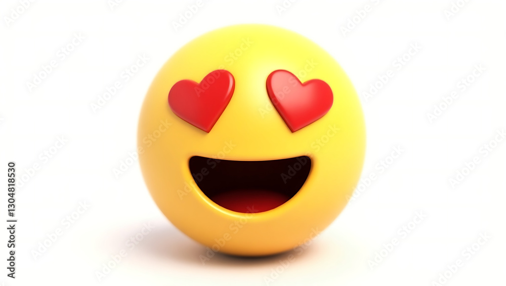 Fototapeta premium A Realistic 3D Heart Eyes Emoji - Love & Excitement Expression
