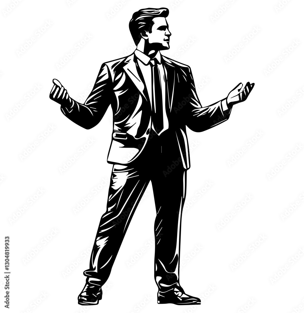 vector illustration of a businessman standing position vector illustration of a businessman standing position