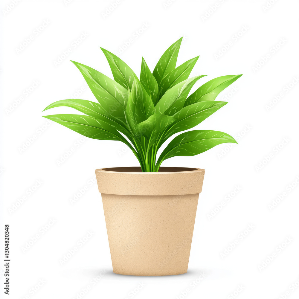 vibrant green plant in simple cardboard pot on white background vibrant green plant in simple cardboard pot on white background