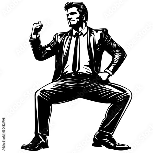 vector illustration of a businessman sitting position 