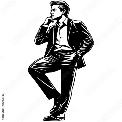 vector illustration of a businessman sitting position 