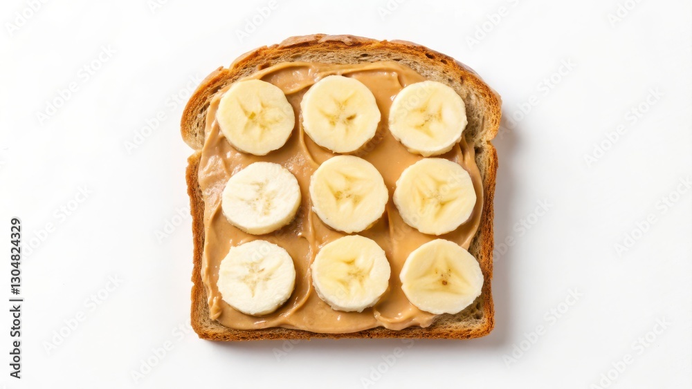 Peanut Butter and Banana Toast Overhead View of Healthy Breakfast Peanut Butter and Banana Toast Overhead View of Healthy Breakfast