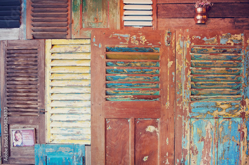 Rustic Feature Wall of old doors photo