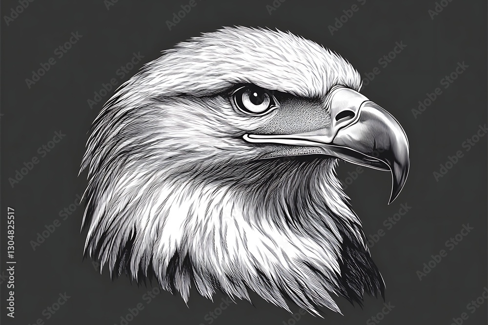 Eagle Stares, Gray Bird Portrait, Dark Backdrop Eagle Stares, Gray Bird Portrait, Dark Backdrop