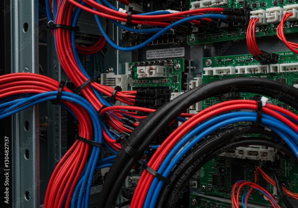 Close-up of complex electrical wires and components.