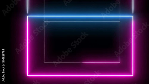 Wallpaper Mural Neon Frame, Glowing Rectangles, Abstract Background, Digital Art, Bright Colors, Light, Design Element, Modern Style, Futuristic, Vibrant, Energetic, Graphic Design, Illustration, Vivid, Torontodigital.ca