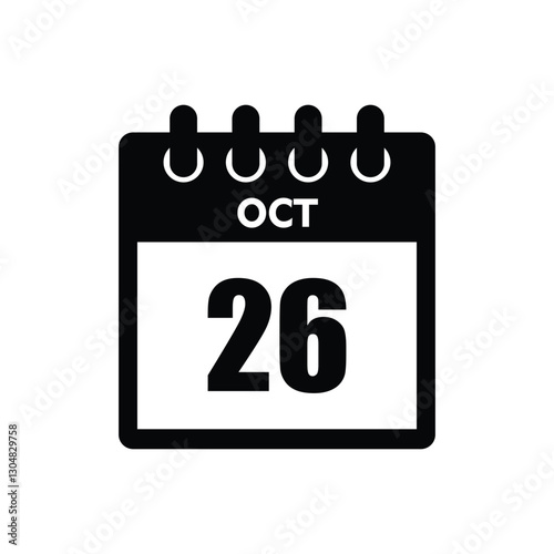 calender icon, 26 october icon with white background