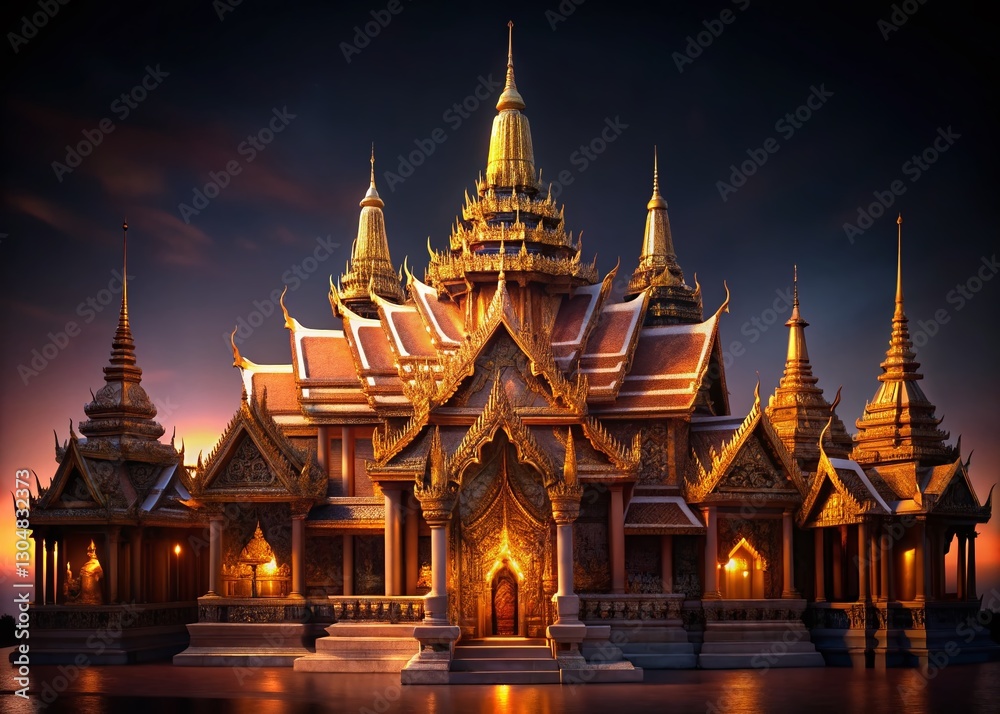 Fototapeta premium Wat Phra Kaew Bangkok Thailand Night Low Light Temple Photography