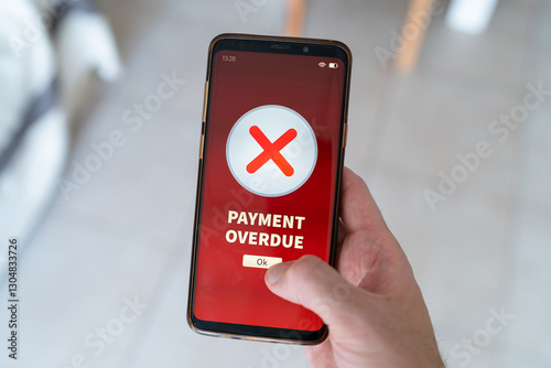 Payment overdue notification on smart phone.