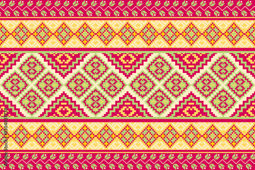 fabric pixel seamless pattern traditional design for background wallpaper clothing wrapping fabric batik illustration embroidery style. fabric pixel seamless pattern traditional design for background wallpaper clothing wrapping fabric batik illustration embroidery style.