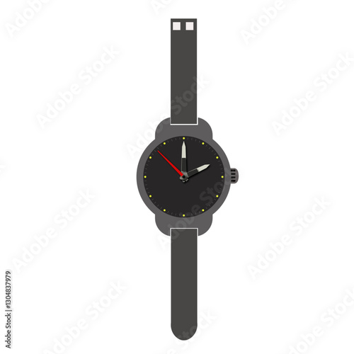 Minimalist Black Wristwatch with Sleek Design: Modern Analog Timepiece Featuring Bold Hands & Strap