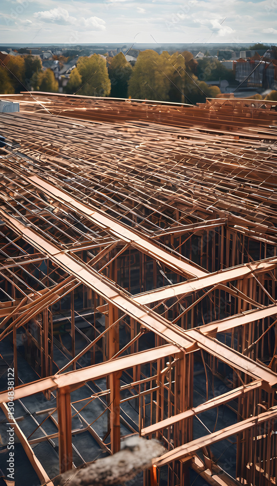 Naklejka premium Roof infrastructure, construction, architecture