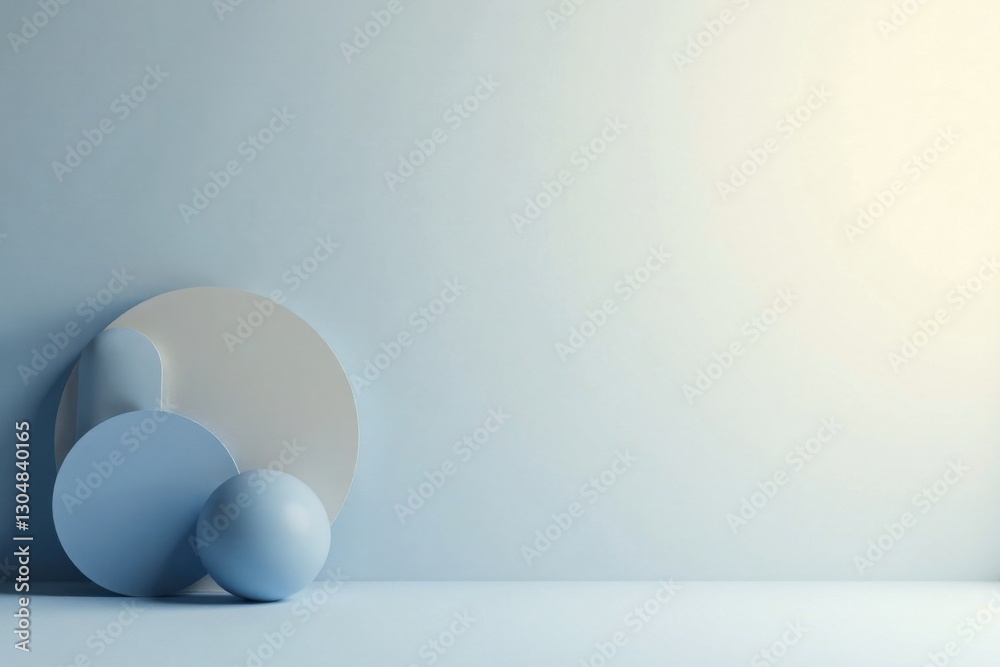 Serene Minimalist Composition Featuring Pastel Blue and Off-White Geometric Shapes Against a Light Blue Background Serene Minimalist Composition Featuring Pastel Blue and Off-White Geometric Shapes Against a Light Blue Background