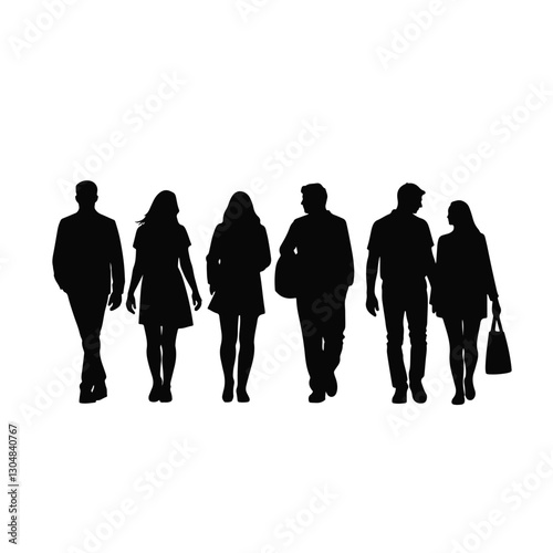 Silhouettes of friends strolling along promenade, unity and connection