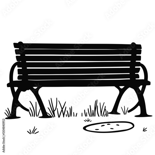 Empty park bench silhouette in serene landscape, solitude reflection