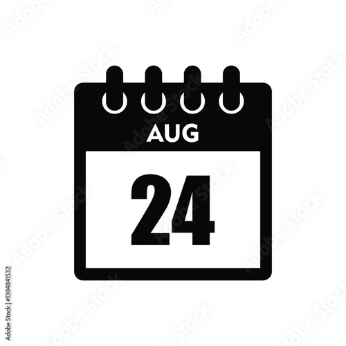 calender icon, 24 august icon with white background
