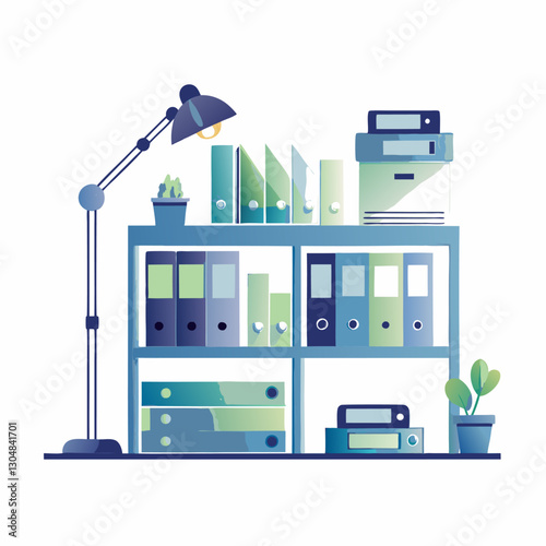 Organizing a workspace collage. Flat image isolated on white background. Vector illustration.