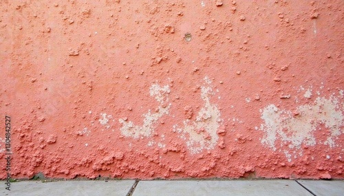 Sun-bleached coral stucco, aged texture, New Orleans , facade, decay