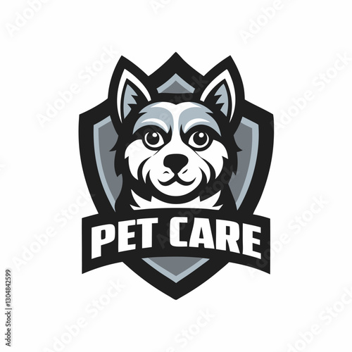 Dog mascot logo. Pet club shelter or clinic flat emblem. Vector illustration.