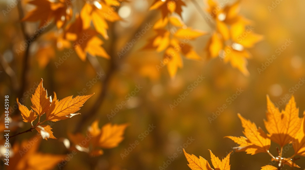 Autumn leaves illuminated by warm sunlight, creating a serene, golden atmosphere with vibrant orange, yellow, and red hues Autumn leaves illuminated by warm sunlight, creating a serene, golden atmosphere with vibrant orange, yellow, and red hues