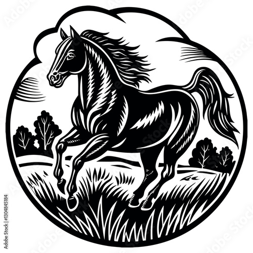 Wallpaper Mural a-powerful-stallion-in-mid-gallop--dust-kicking-up Torontodigital.ca