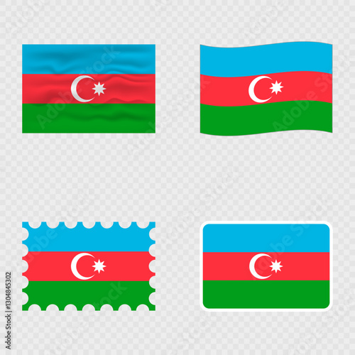 Free Download Azerbaijan national flag in four different styles. - GFXLoad