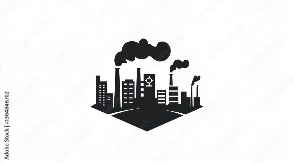 Fototapeta premium Industrial Cityscape Silhouette; pollution; urban; illustration