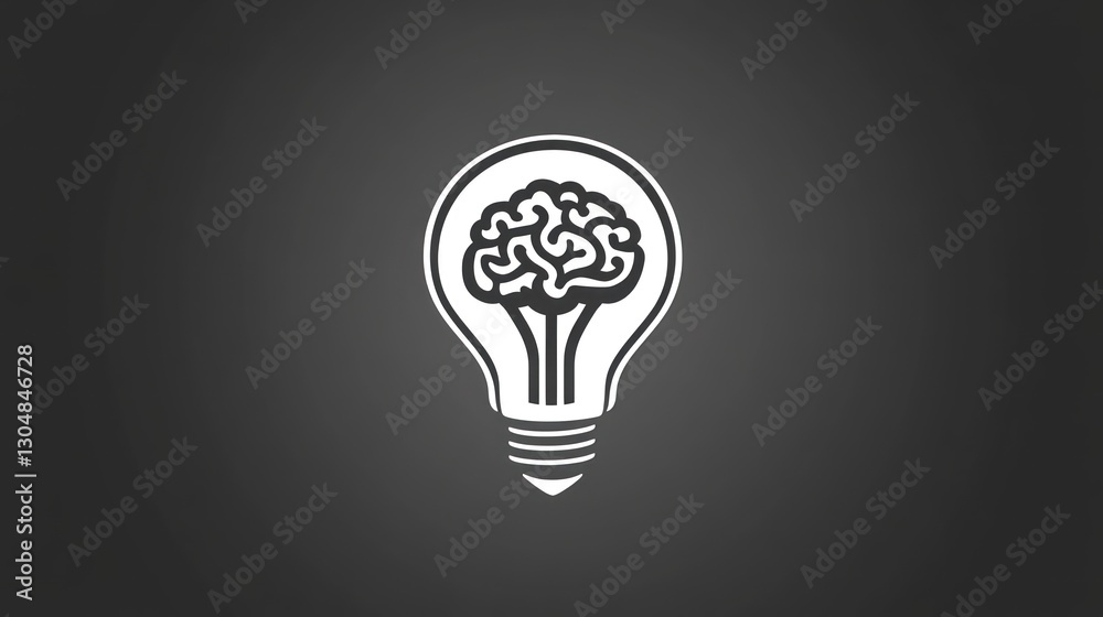 Abstract lightbulb with brain inside, symbol of innovation, design element Abstract lightbulb with brain inside, symbol of innovation, design element