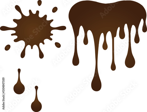 This vector graphic showcases a simple, elegant design of chocolate splashes and drips.