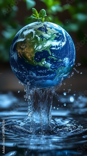 Wallpaper Mural Earth rising from water, green foliage above Torontodigital.ca