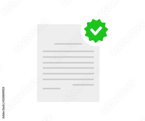 Document paper with verification badge icon. Successful check of a resume, review or test. Approved contract, agreement vector design and illustration.


