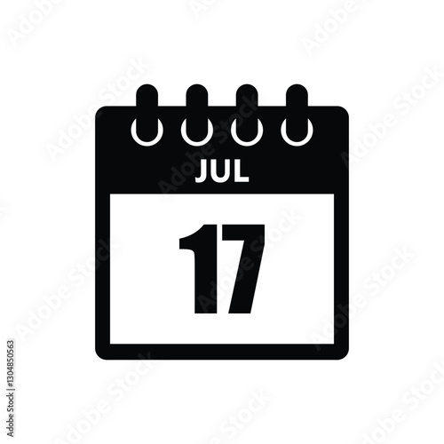 calender icon, 17 july icon with white background