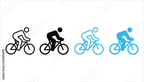 Cyclist Icon Set. Bicycle Rider, Sports, Racing, Fitness, Outdoor Activity Vector