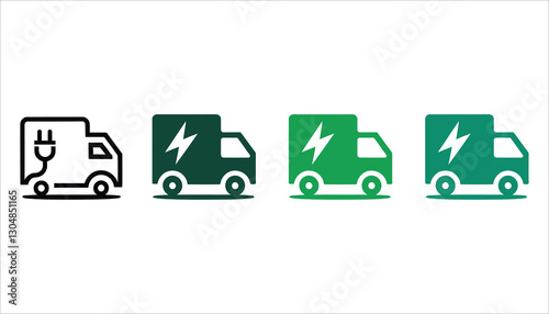 Electric Delivery Truck Icon. Eco-Friendly Transport, EV Logistics, Sustainable Shipping Vector.