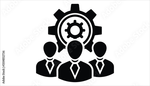 Business Teamwork Icon. Management, Collaboration, Corporate Leadership Vector.