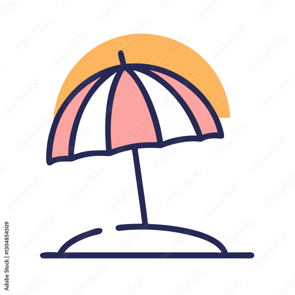 Fototapeta premium Umbrella Beach Icon Vector Illustration
