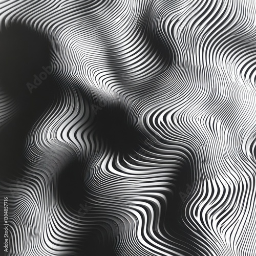 Wallpaper Mural Abstract Black and White Striped Pattern with Fluid Waves and Curves Torontodigital.ca