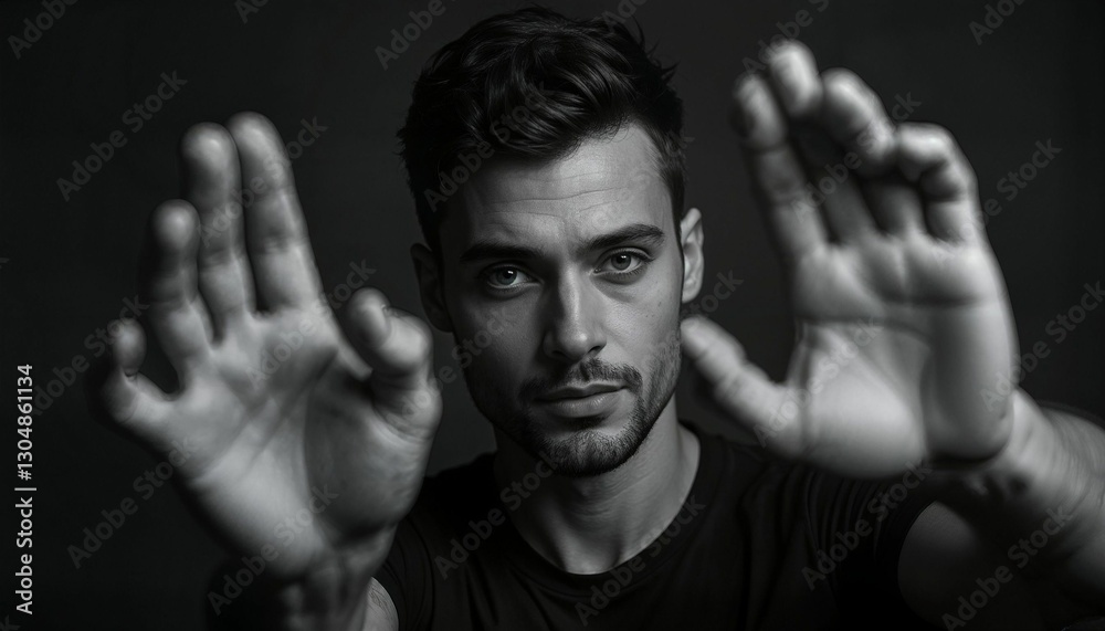 AI-generated black and white photo of a man AI-generated black and white photo of a man