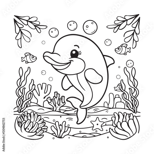 Intricate Fish Line Art Elegant Black and White Aquatic Illustration
