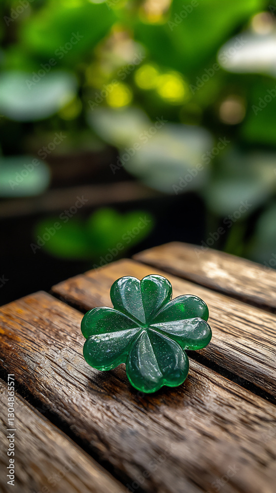 p A close-up shot of a green four-leaf clover p A close-up shot of a green four-leaf clover