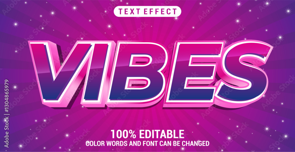 Obraz premium Editable Vibes text style effect
