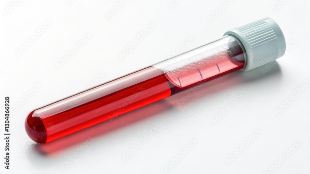 Red Liquid in Test Tube on White Background Red Liquid in Test Tube on White Background