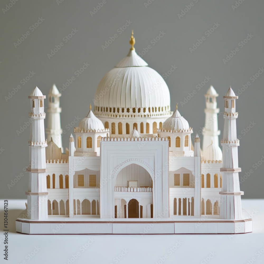 Obraz premium detailed papercraft model of architectural wonder, showcasing intricate designs and structures