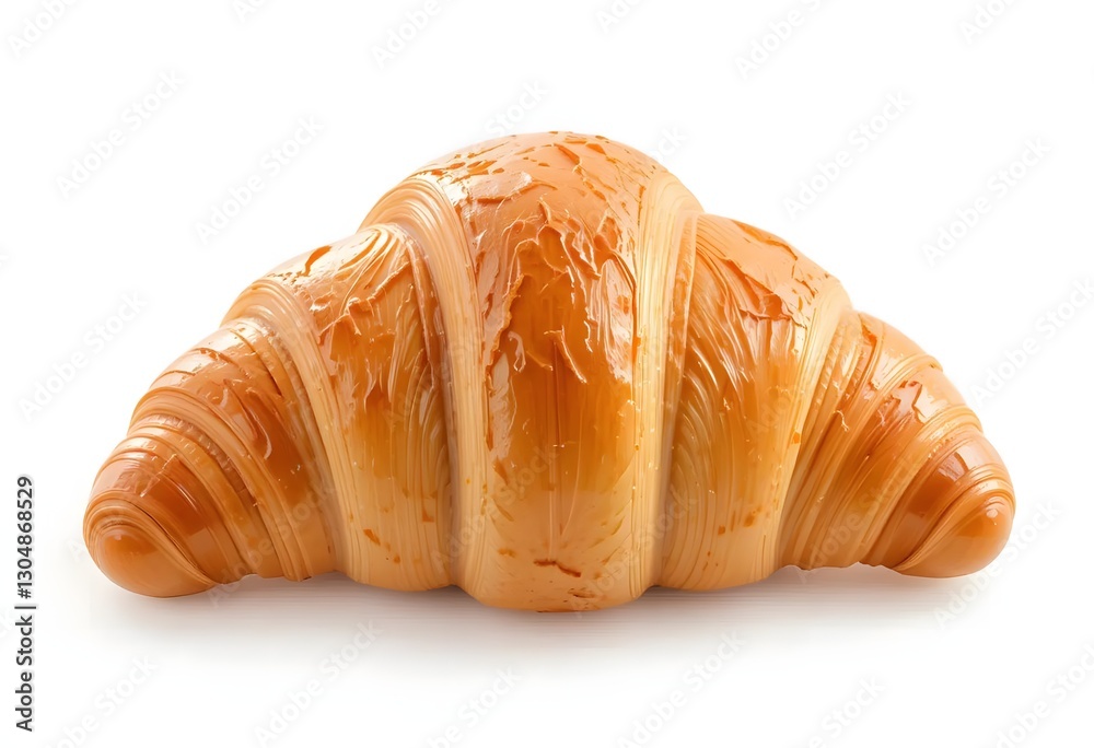Delicious Golden Croissant Isolated on White Background: Freshly Baked Pastry for Breakfast, Brunch, or Bakery Concepts. Delicious Golden Croissant Isolated on White Background: Freshly Baked Pastry for Breakfast, Brunch, or Bakery Concepts.